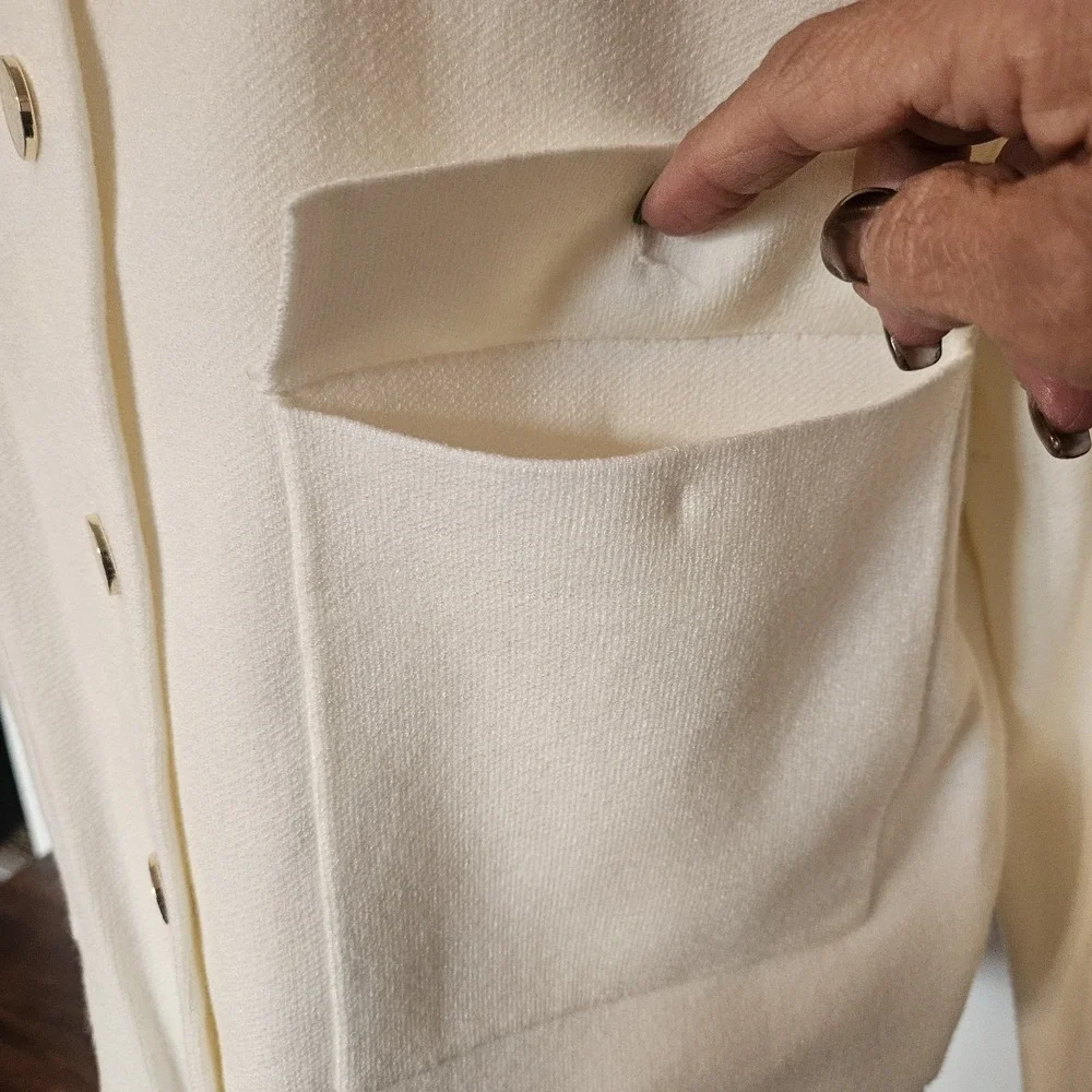 Marc New York Ladies Ivory Classic Cardigan Sweater With Gold Buttons - NWT - Picture 5 of 13